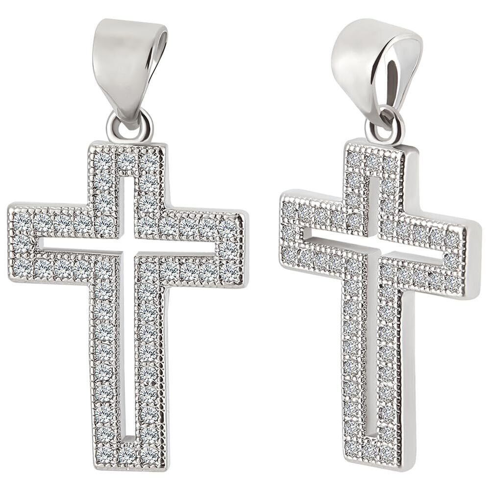 1943 1 Box 6Pcs Cubic Zirconia Cross Charms High Polish Hollow Jerusalem